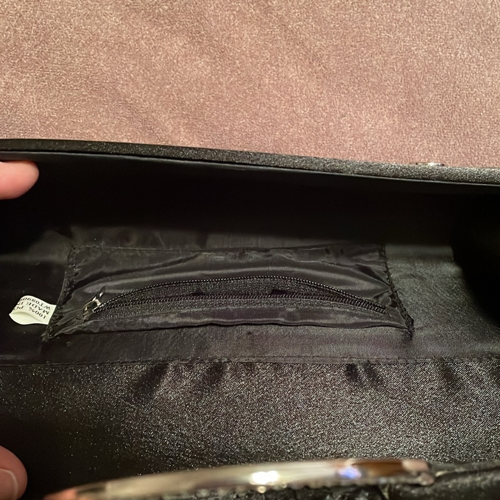 Bijoux Terner black satin clutch with rhinestones like new! - Picture 12 of 15